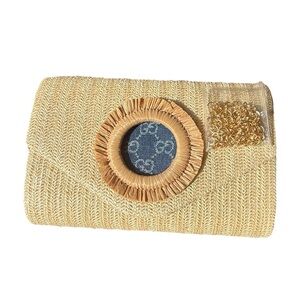 Fashion GG Tan & Denim Clutch or Crossbody